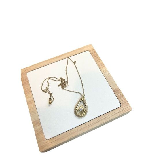 DCE signed pendant gold necklace diamond chip teardrop pendant - Picture 5 of 10